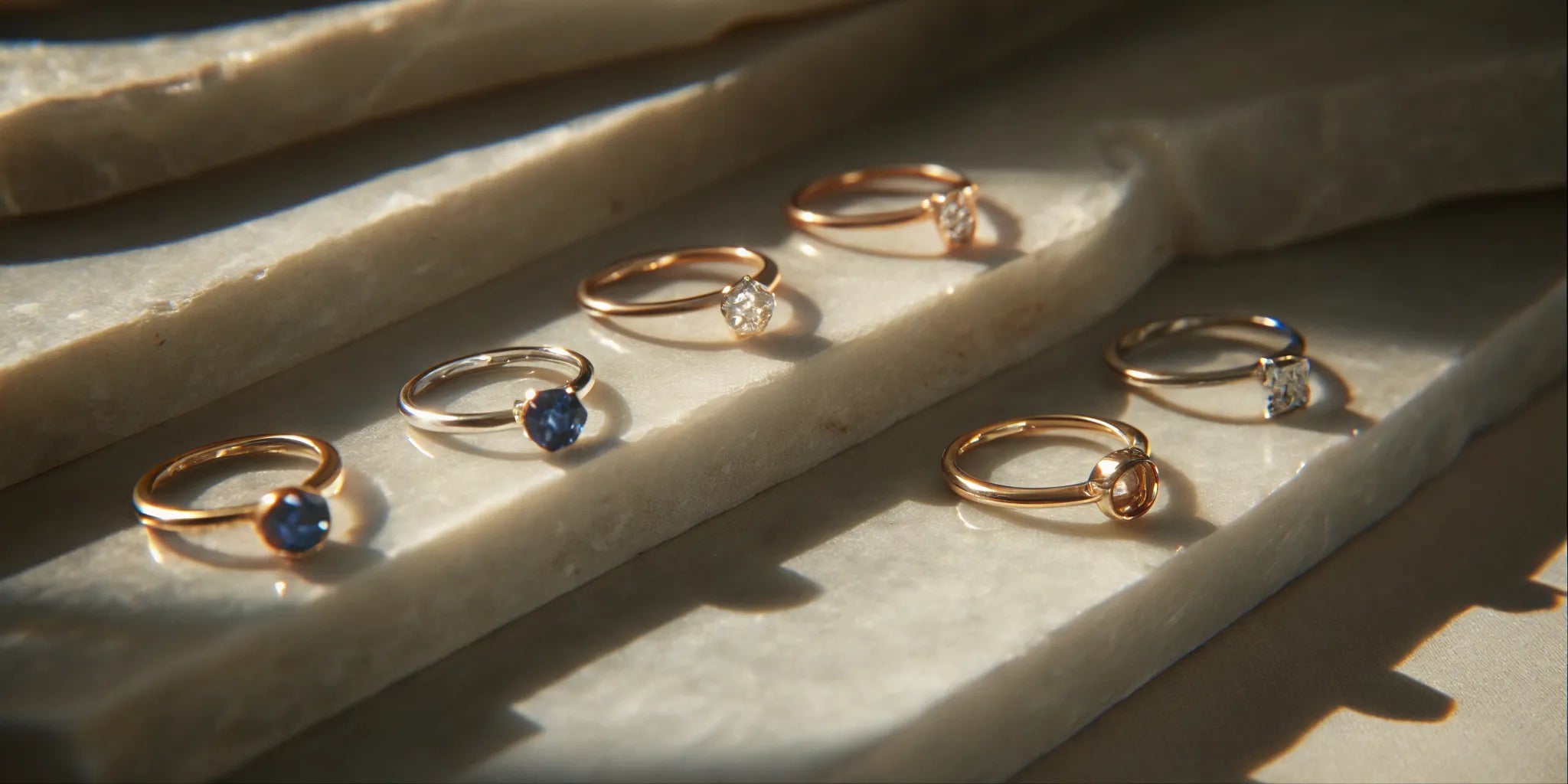 Non-traditional engagement rings with sapphires and other gemstones instead of a diamond.