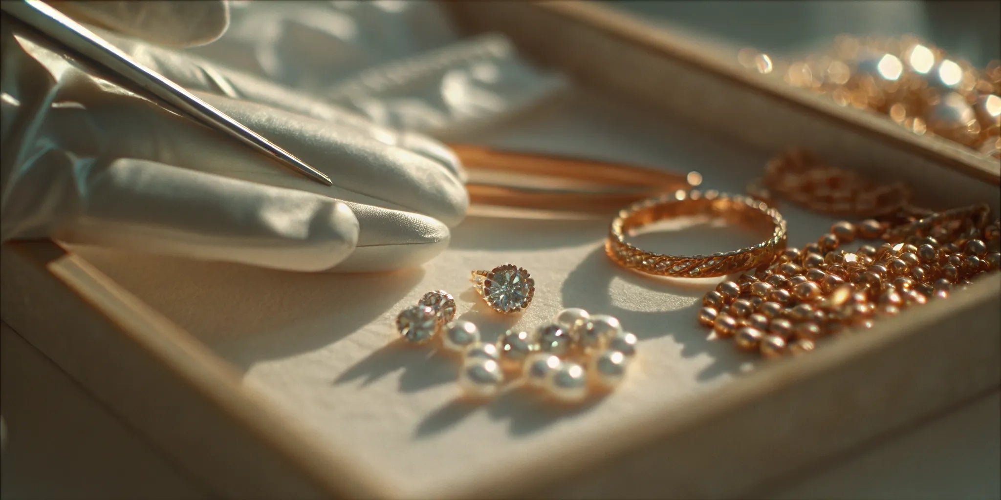 A custom ethical diamond ring being crafted by a jeweler in West Palm Beach.