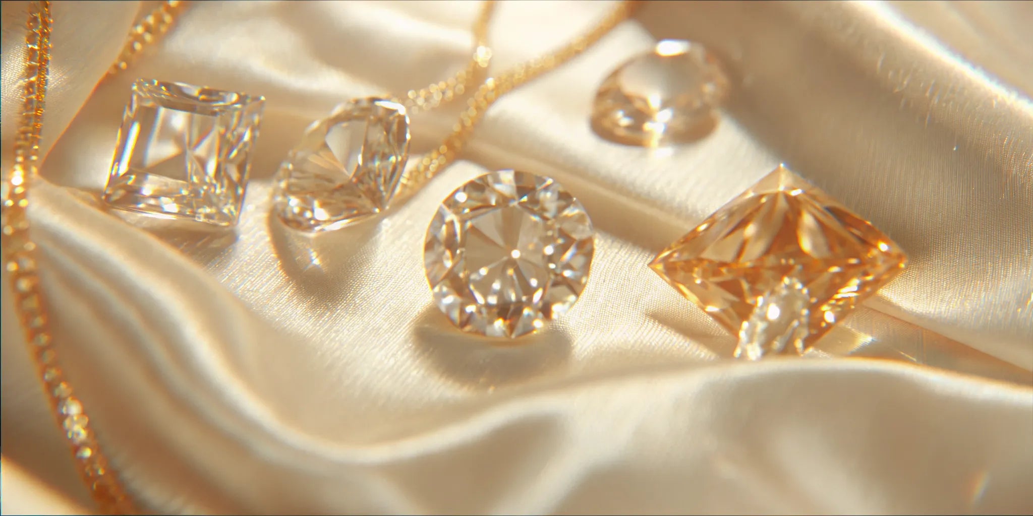 An elegant display of various natural diamond shapes and cuts on a velvet surface