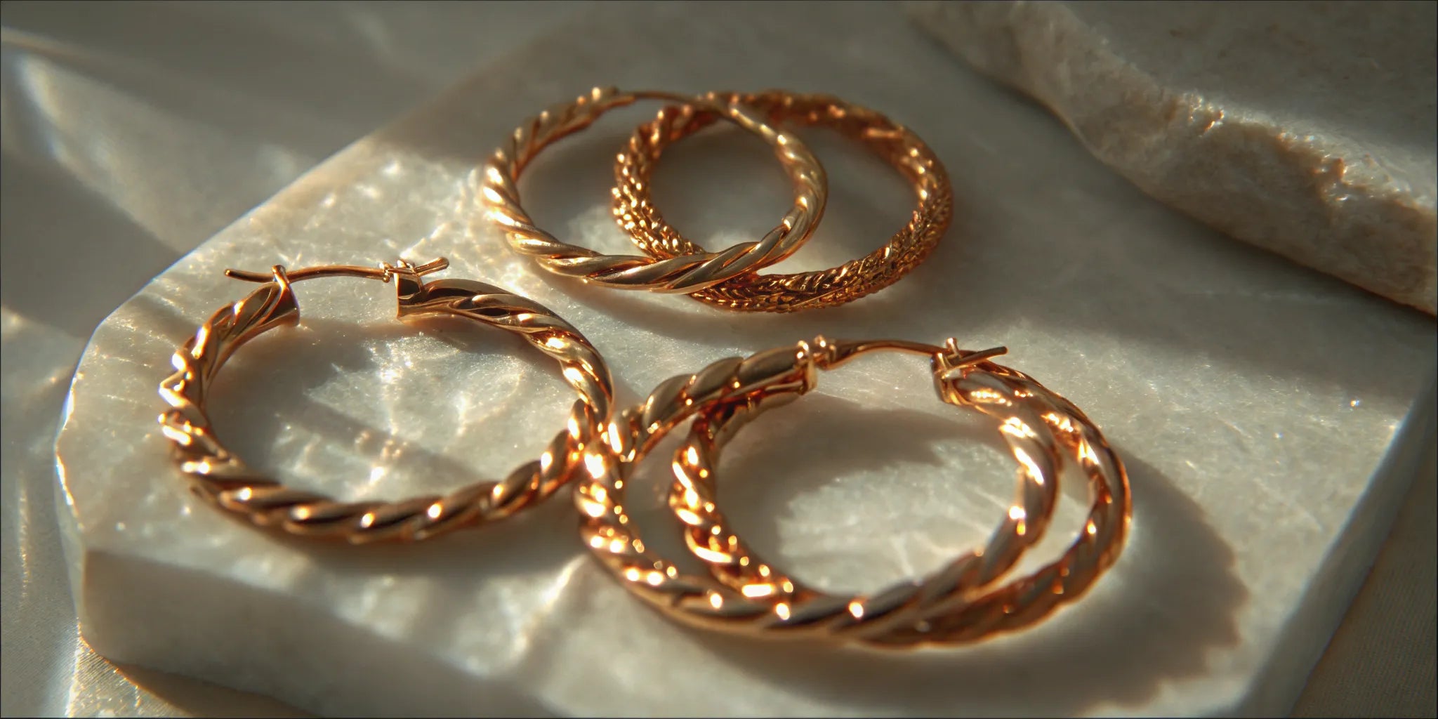 Textured gold hoop earrings, a staple accessory for Palm Beach.