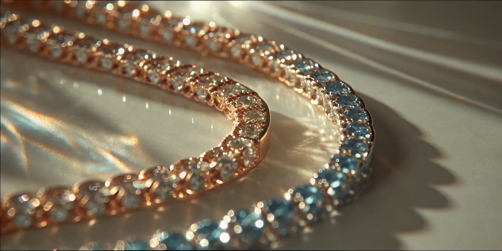 A classic diamond and blue sapphire tennis bracelet.