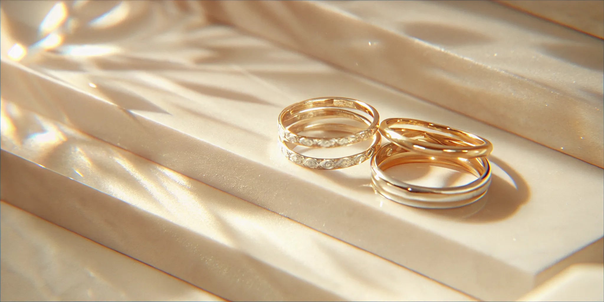 Modern gold and diamond wedding bands for a downtown West Palm Beach wedding.