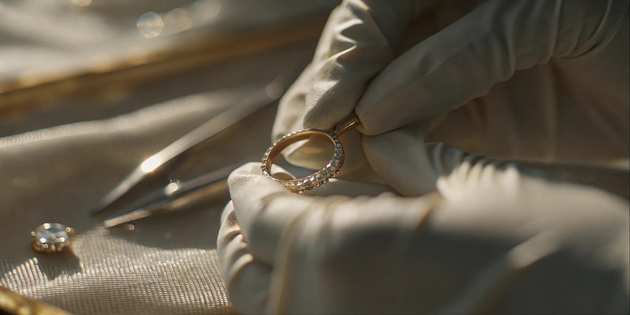 Expert jeweler restoring a diamond ring in West Palm Beach.