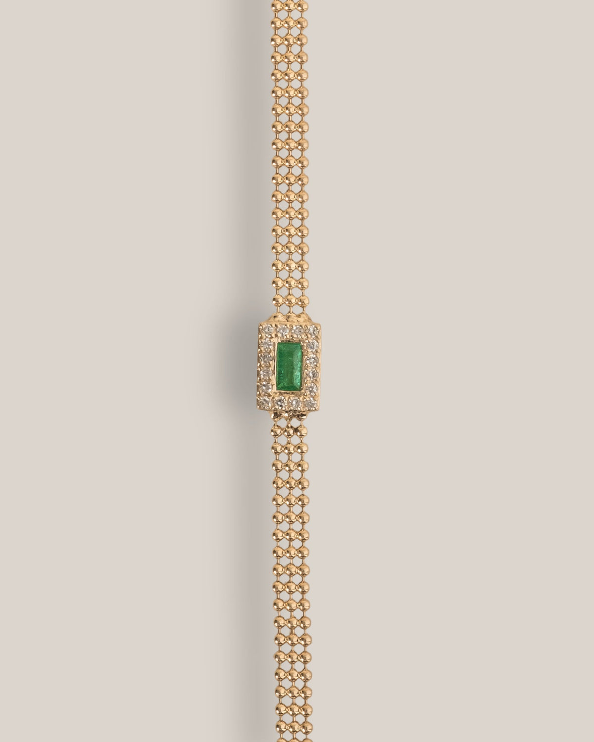 Bezel Emerald Triple Bead Bracelet