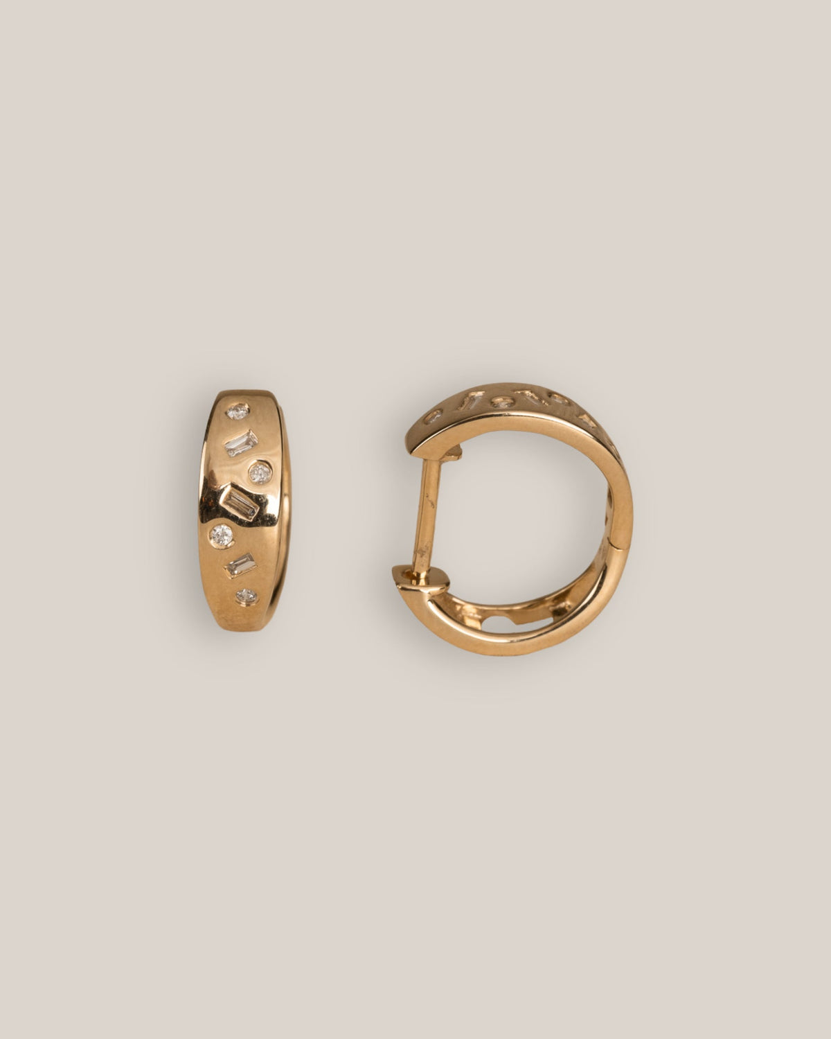 Multi Shape Pierced Diamond Huggies