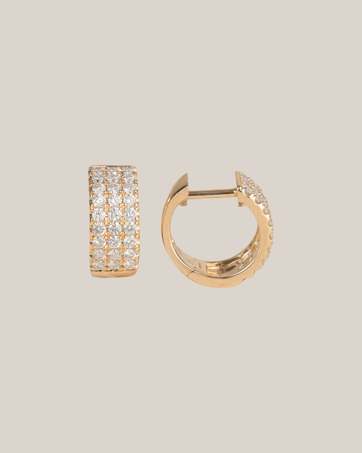 Triple Row Pave Diamond Huggies