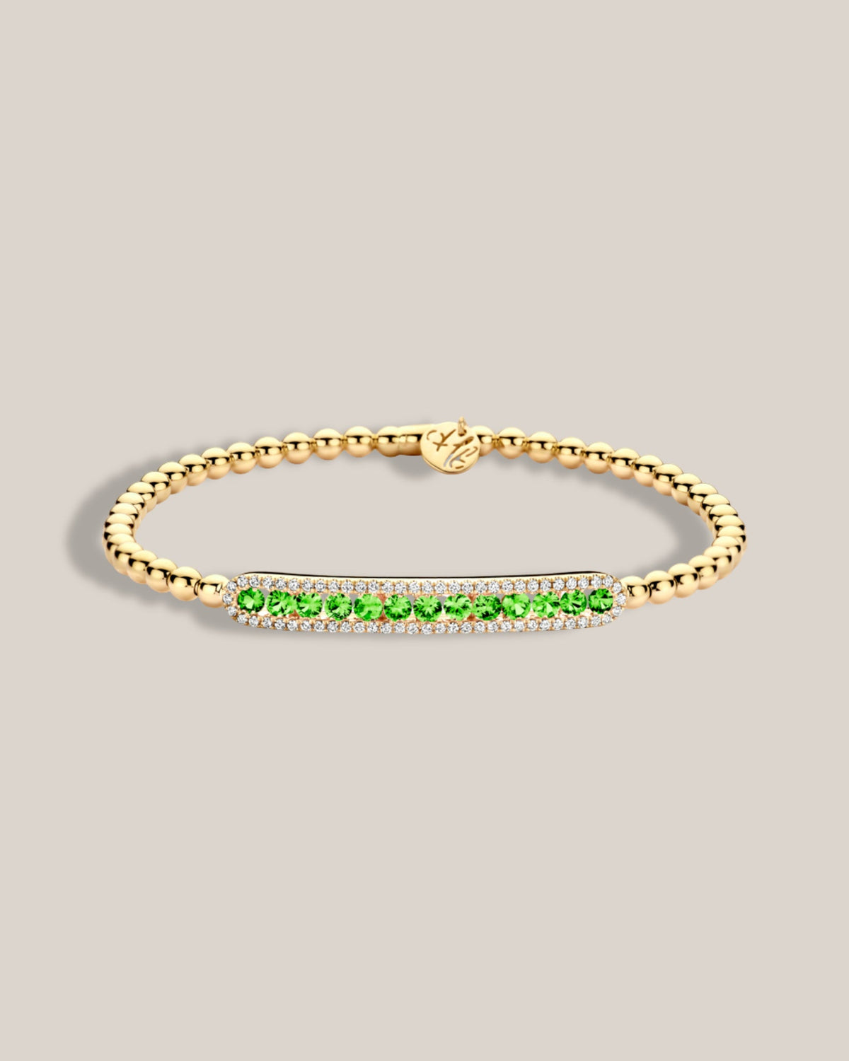 Garnet & Diamond Bar Stretchy Bracelet