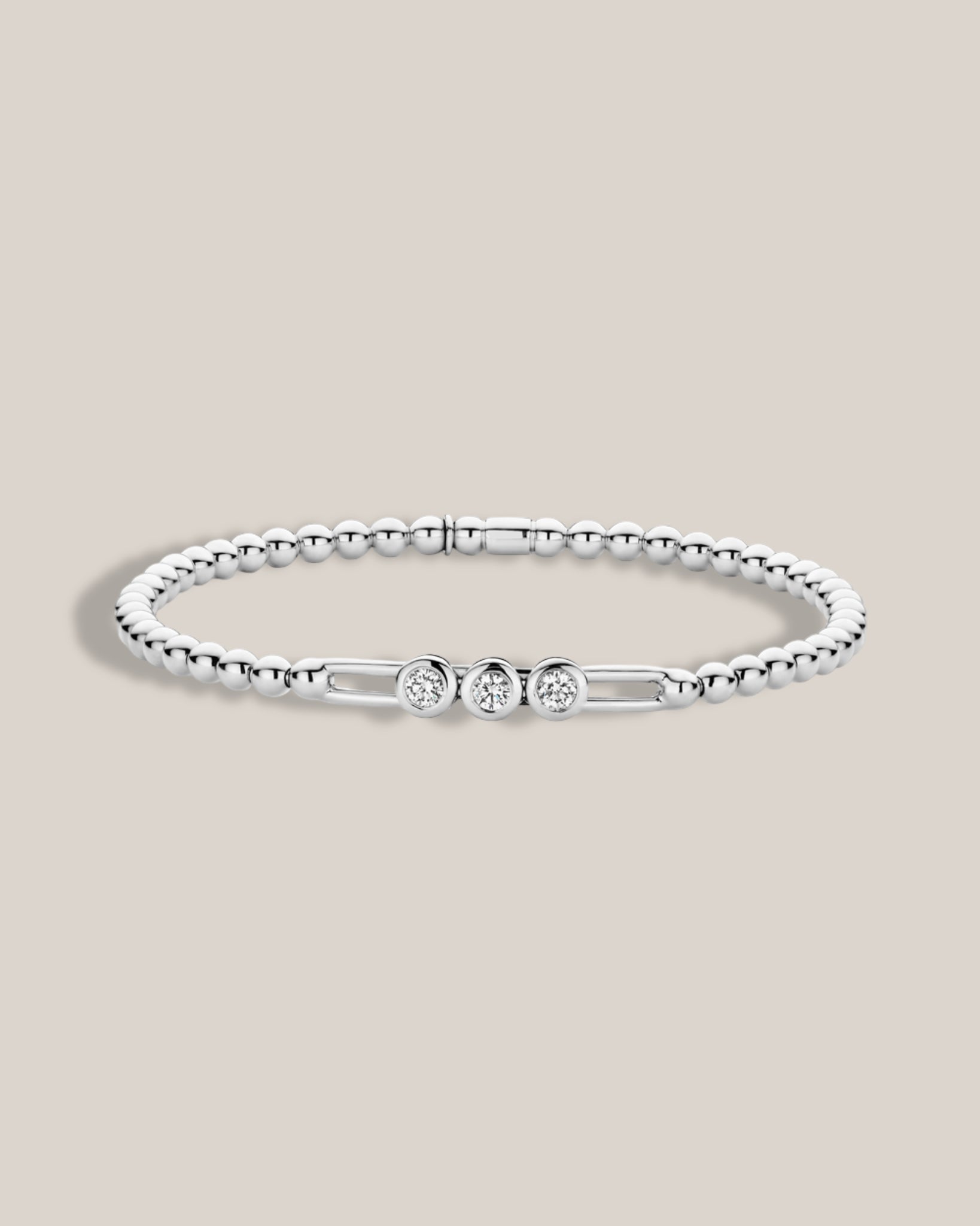 Triple Bezel Diamond Stretch Bracelet