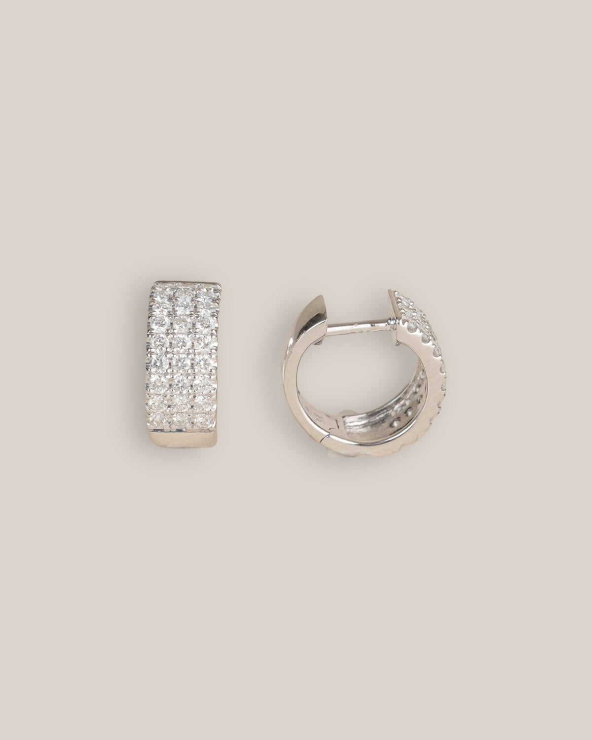 Triple Row Pave Diamond Huggies