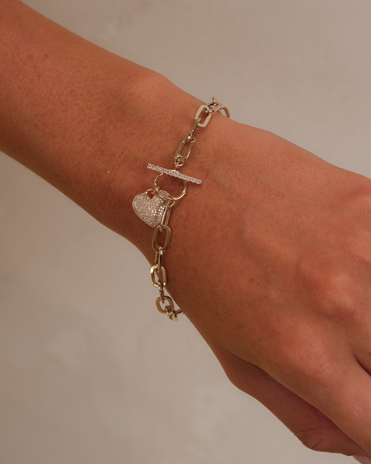 Pave Diamond Chunky Heart Bracelet