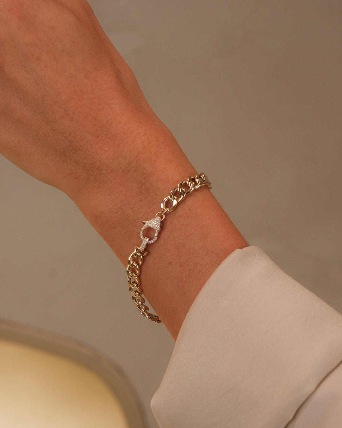 Diamond Lock Chunky Curb Bracelet