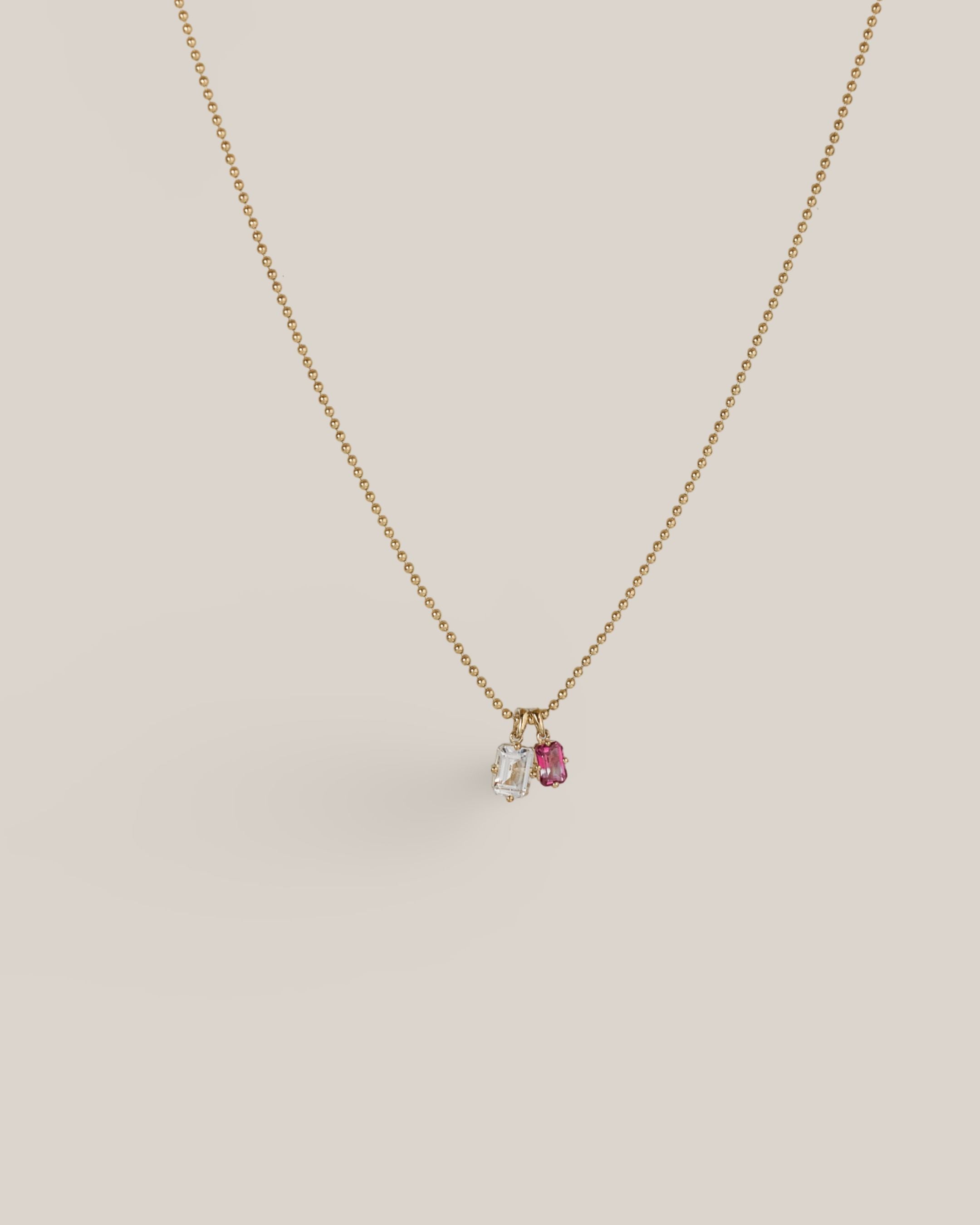 14ky 2 Charm Necklace 1.41ct WT & .78ct PT