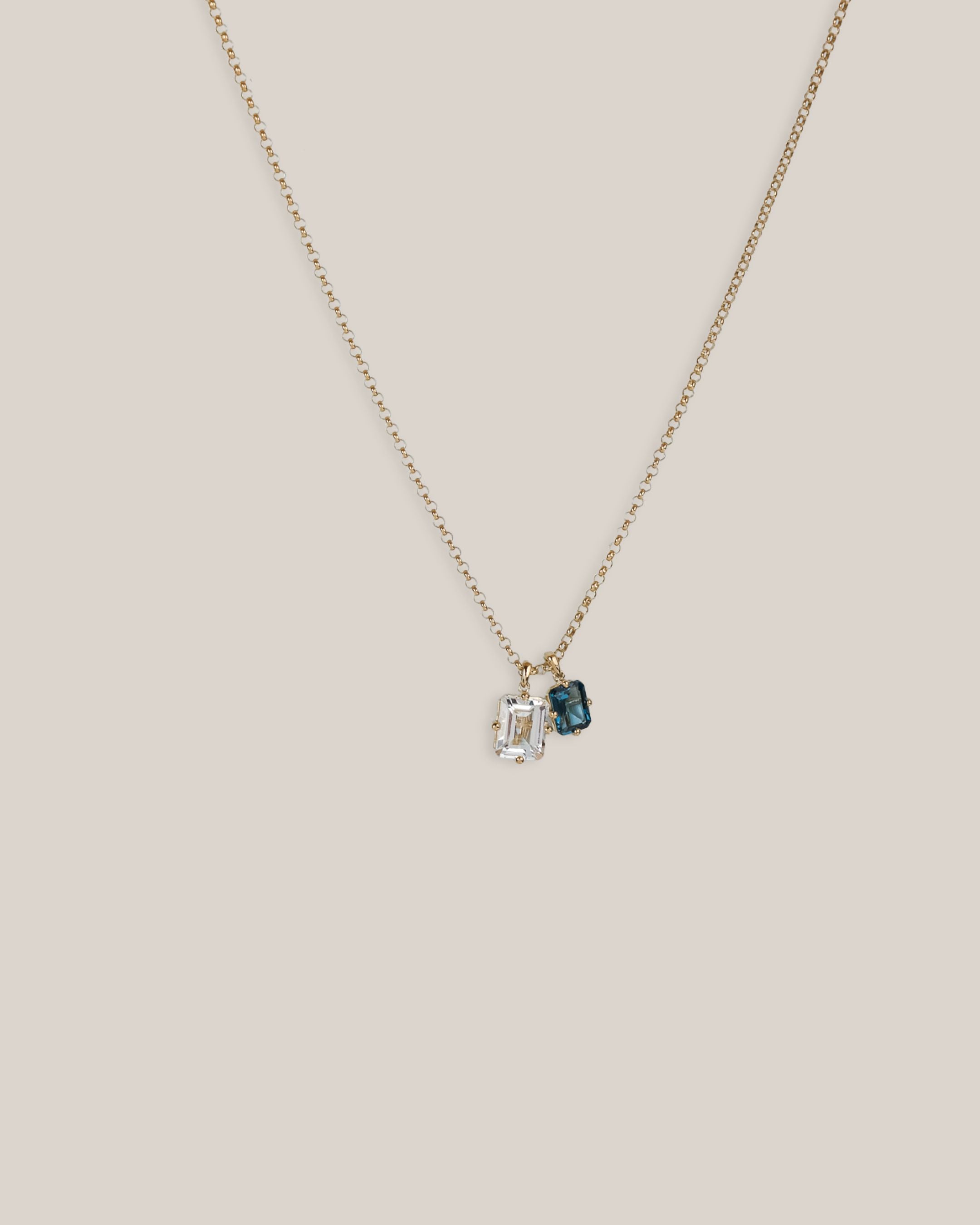 14ky 2 Charm Necklace 3.76ct WT & 1.89 LBT