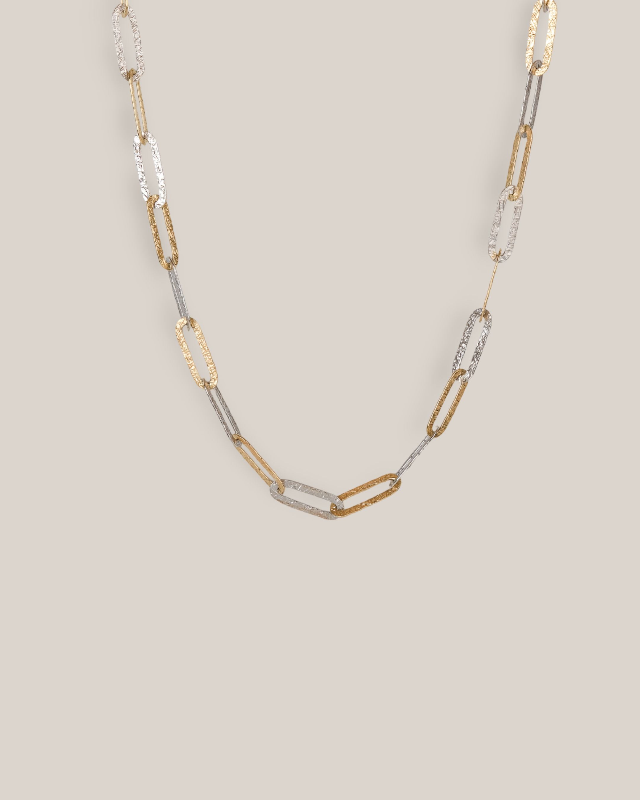 14kyw 16.5" 7mm Textured Paperclip Necklace