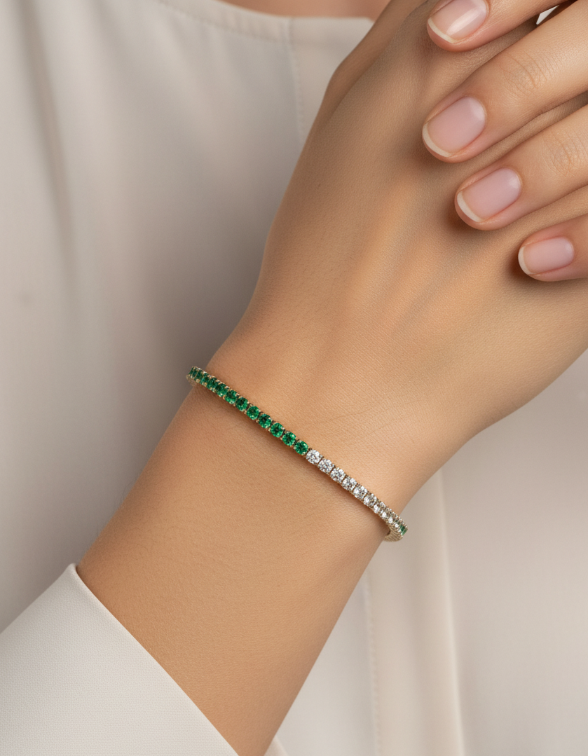 50/50 Emerald & Diamond Tennis Bracelet