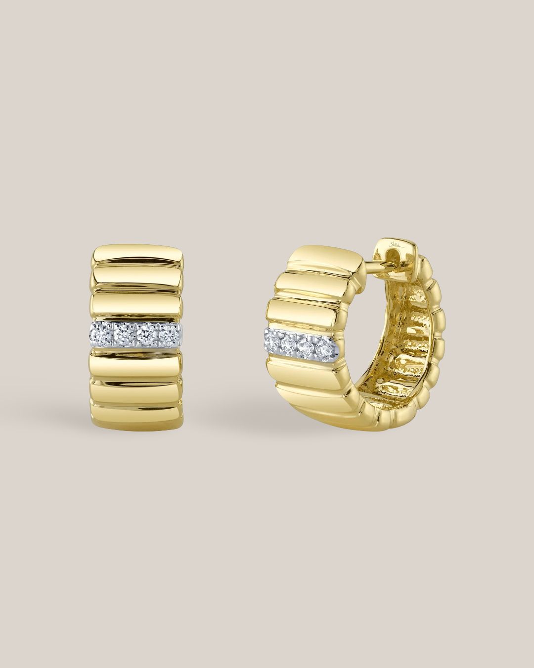 Chunky Ribbed Pave Huggies