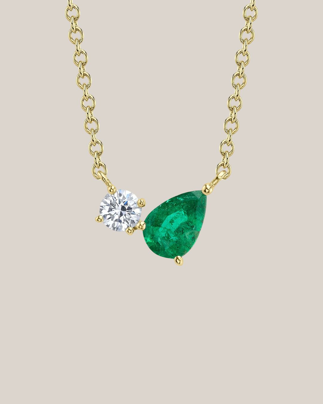 Toi Et Moi Diamond + Emerald Necklace