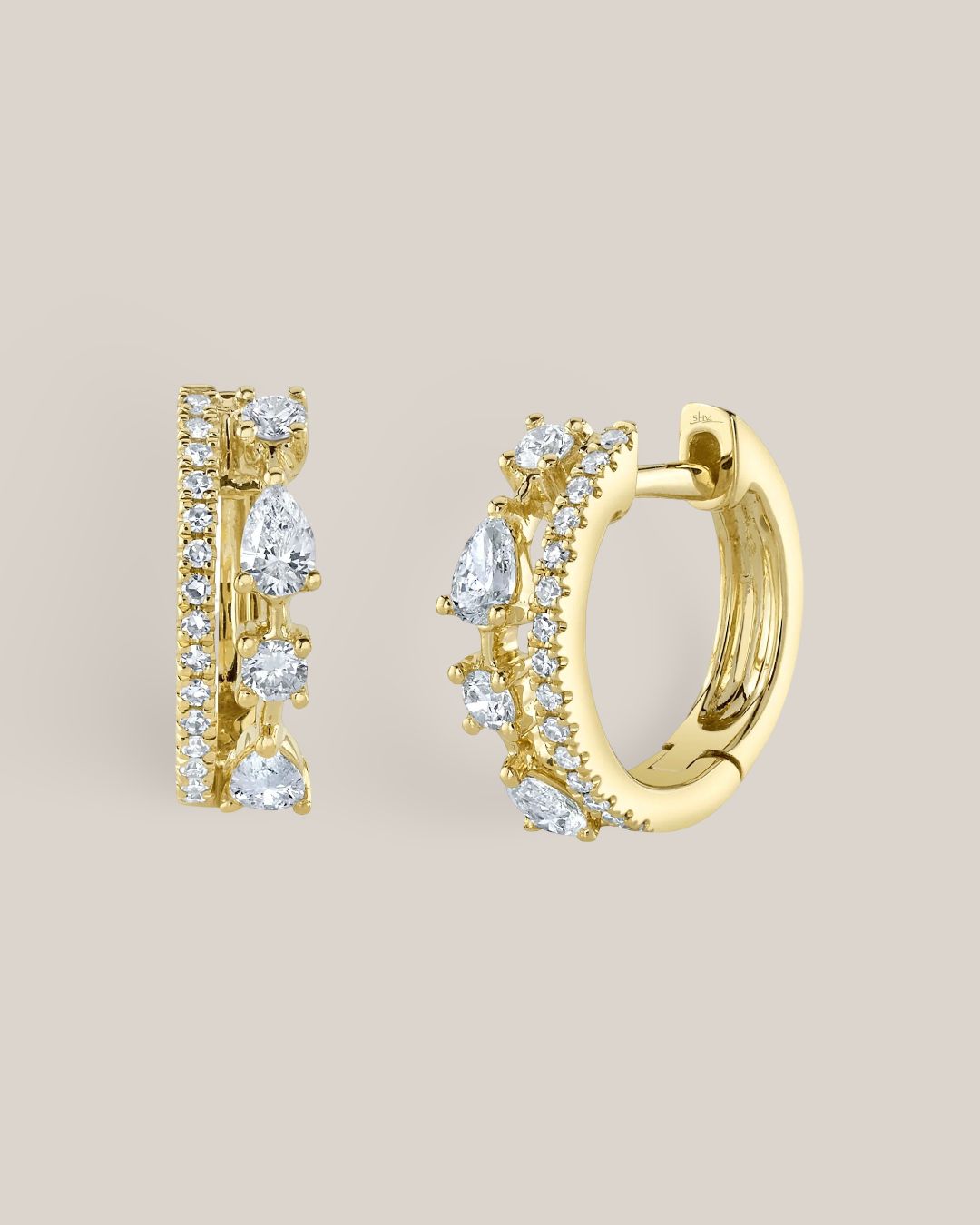 Double Row Diamond Pear Huggies