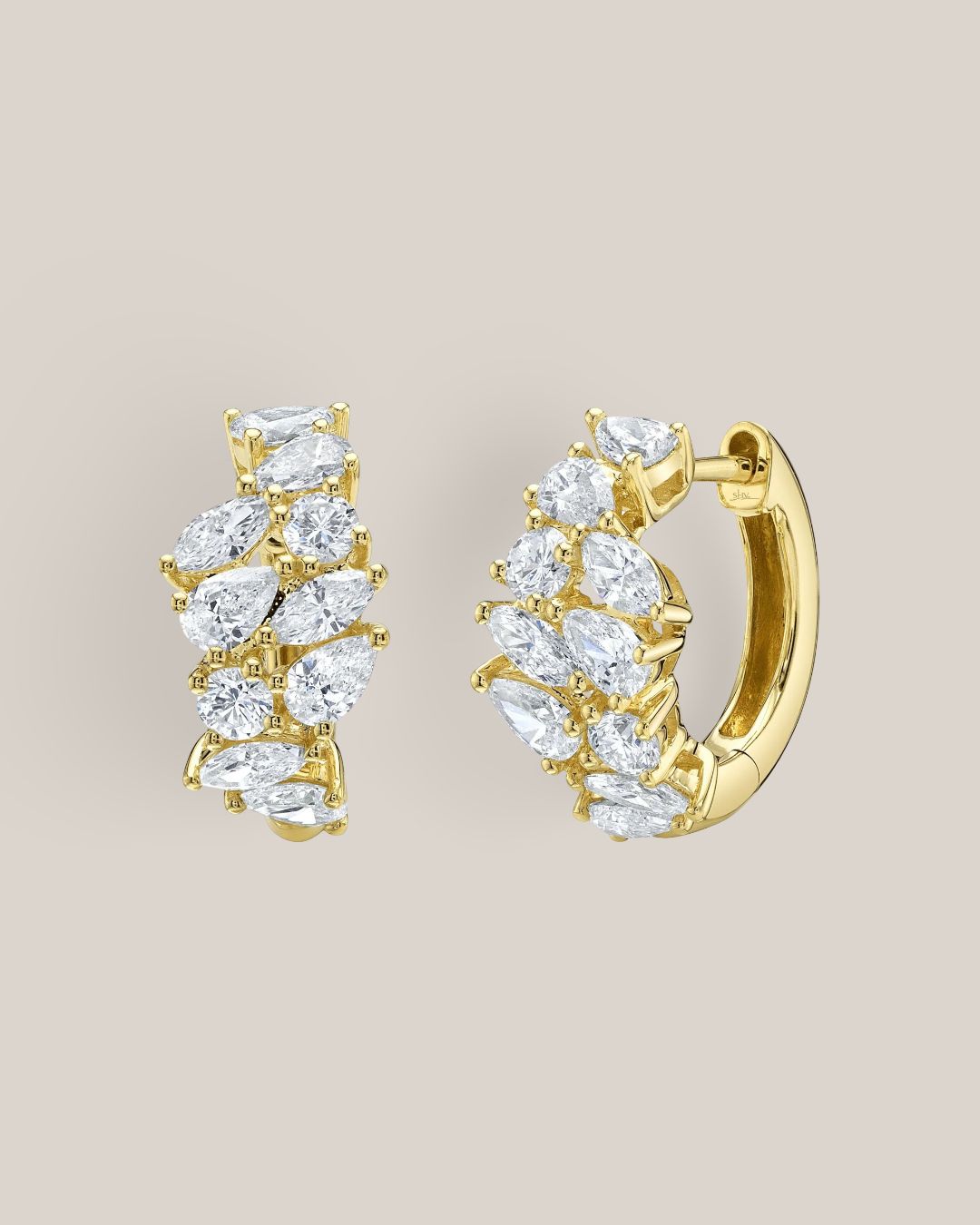Pear Cluster Diamond Huggies