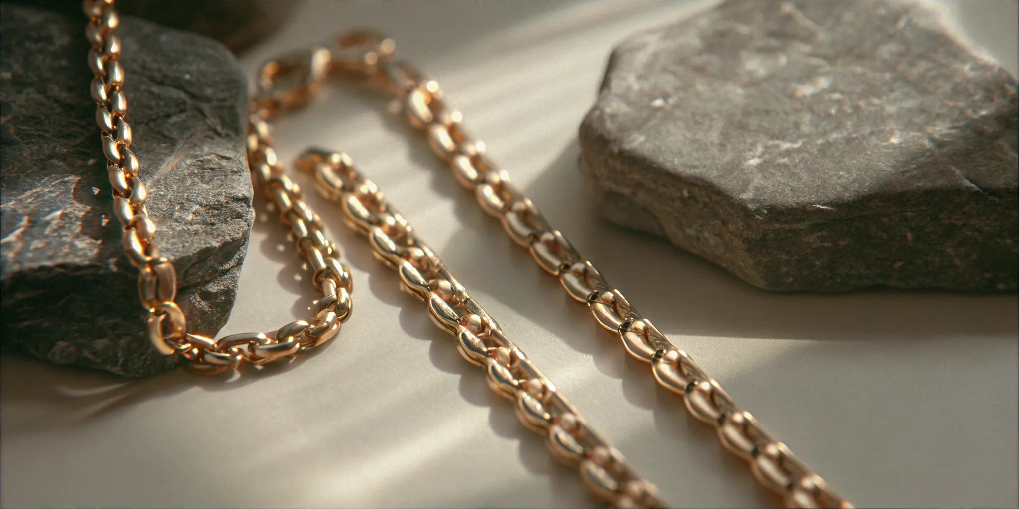 14k yellow gold chain for men on dark stone