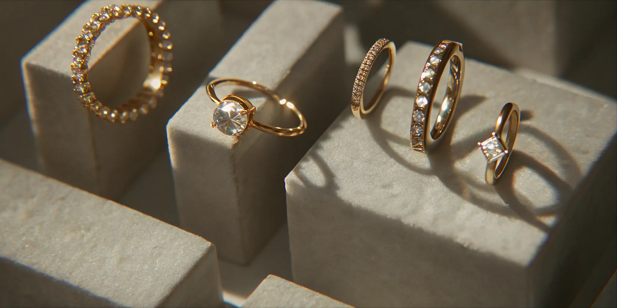 Elegant high-end custom diamond rings from a luxury jewelry brand.