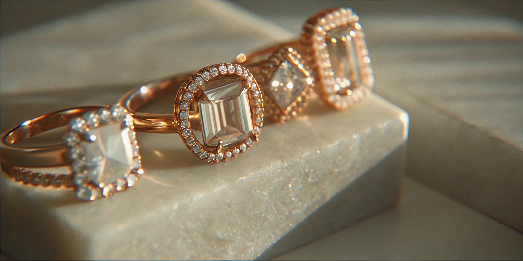 A variety of stunning gold diamond cocktail rings for women.