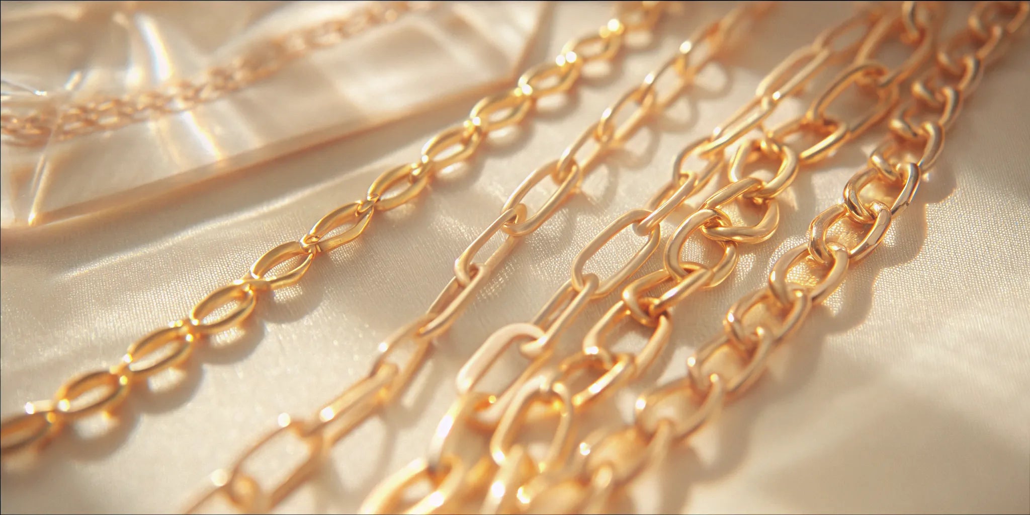 Chunky 14k gold lariat necklaces with bold links.