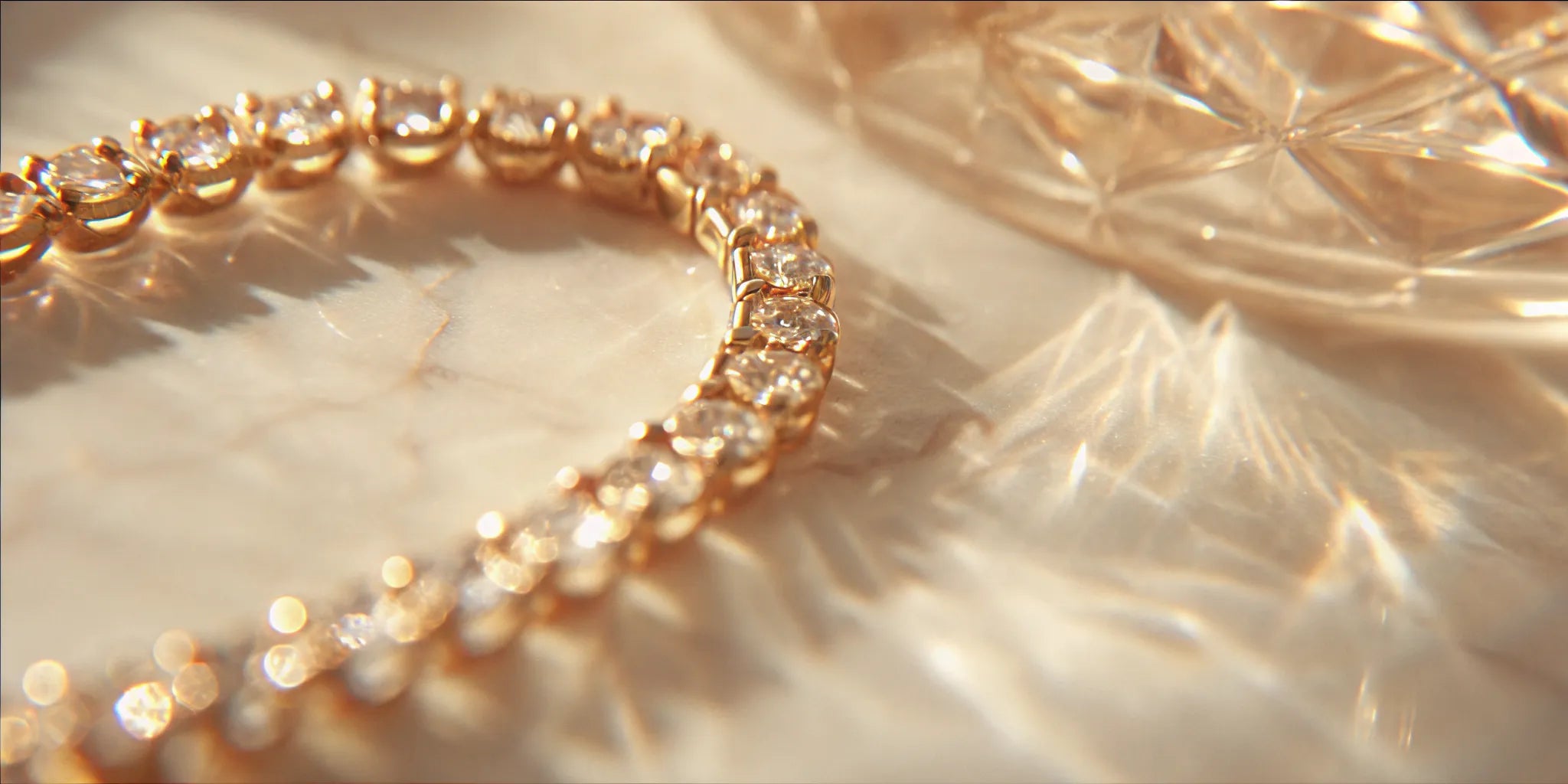 A sparkling gold diamond tennis bracelet with classic round diamonds.