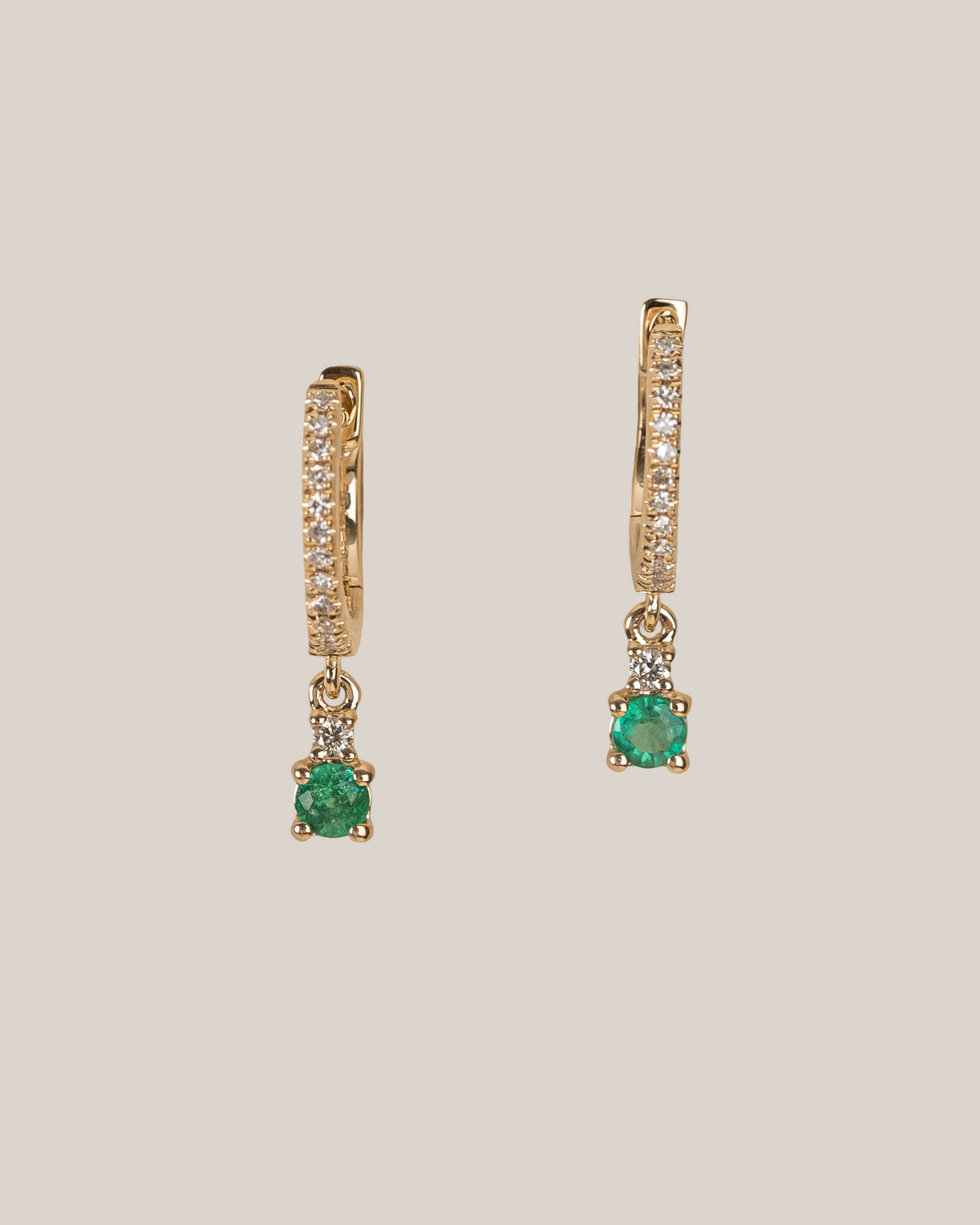 Emerald Drop Diamond Earrings