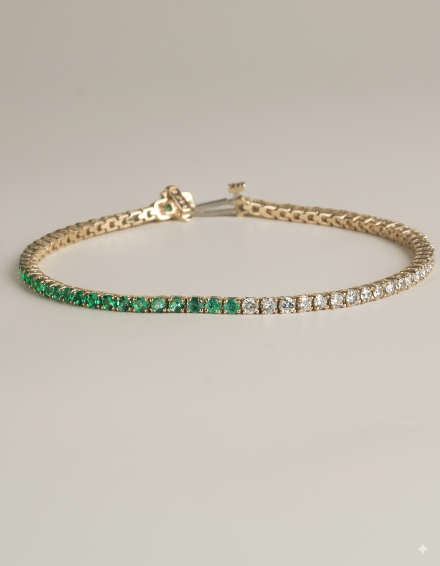 50/50 Emerald & Diamond Tennis Bracelet