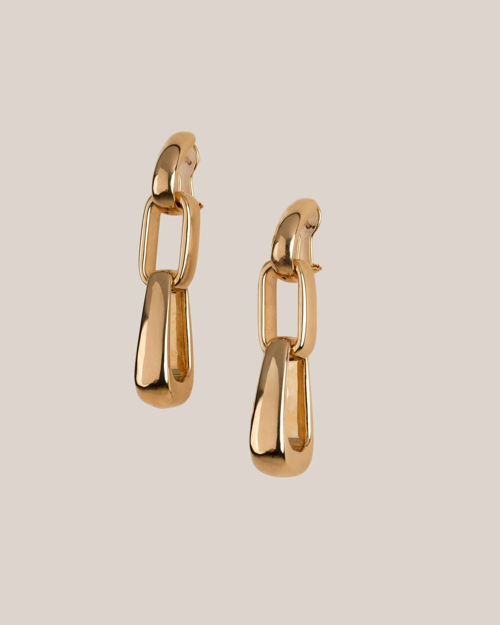Triple Boxy Link Dangle Earrings