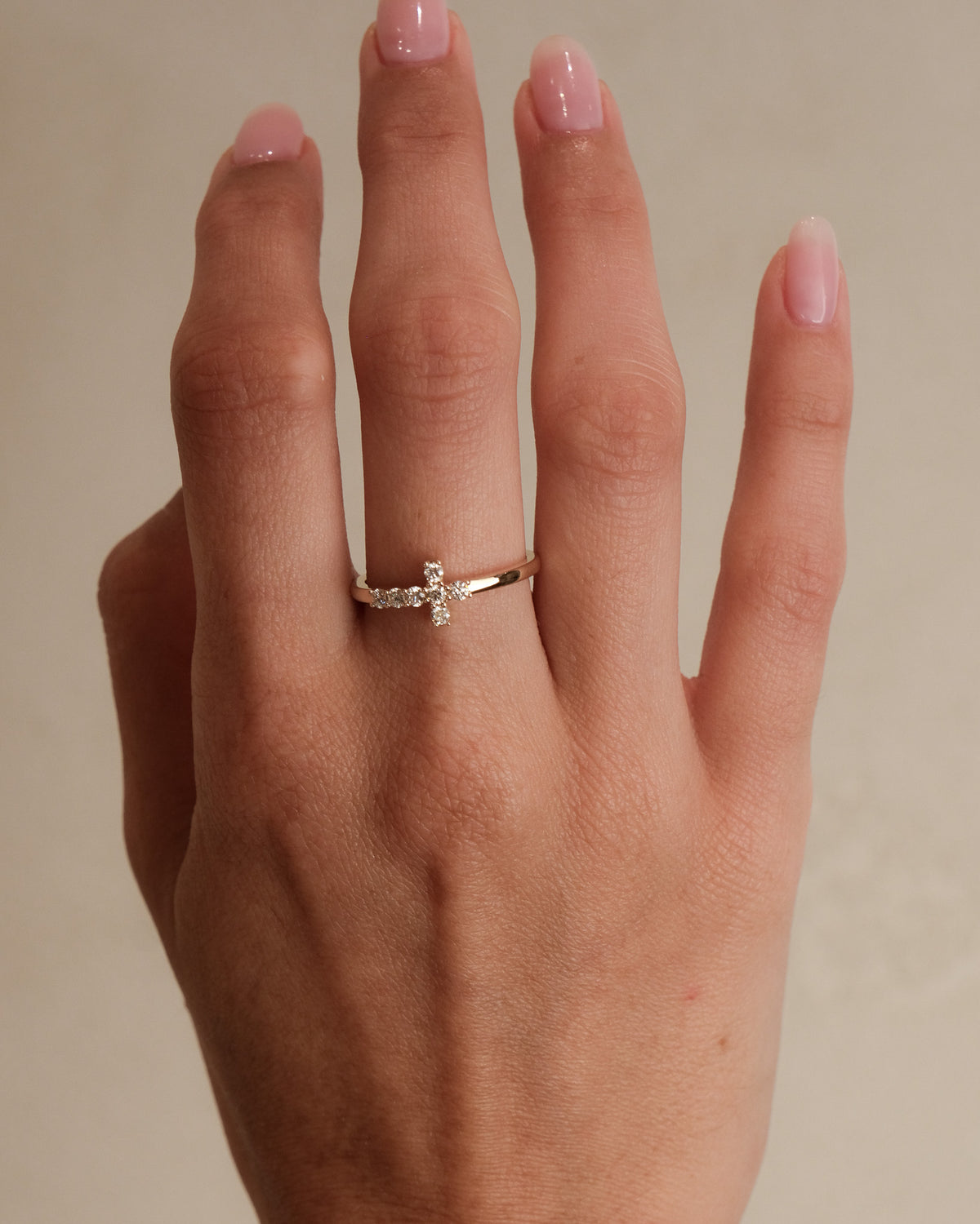 Sideways Diamond Cross Ring