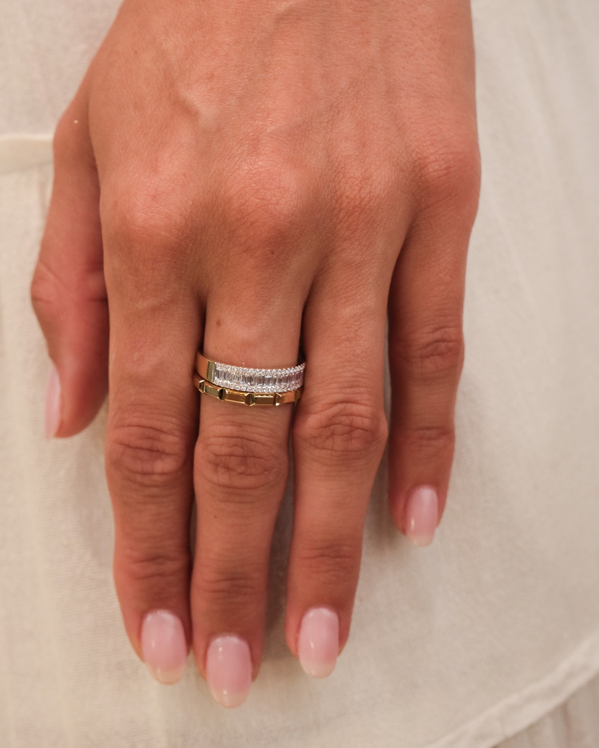 Triple Channel Baguette Diamond Band