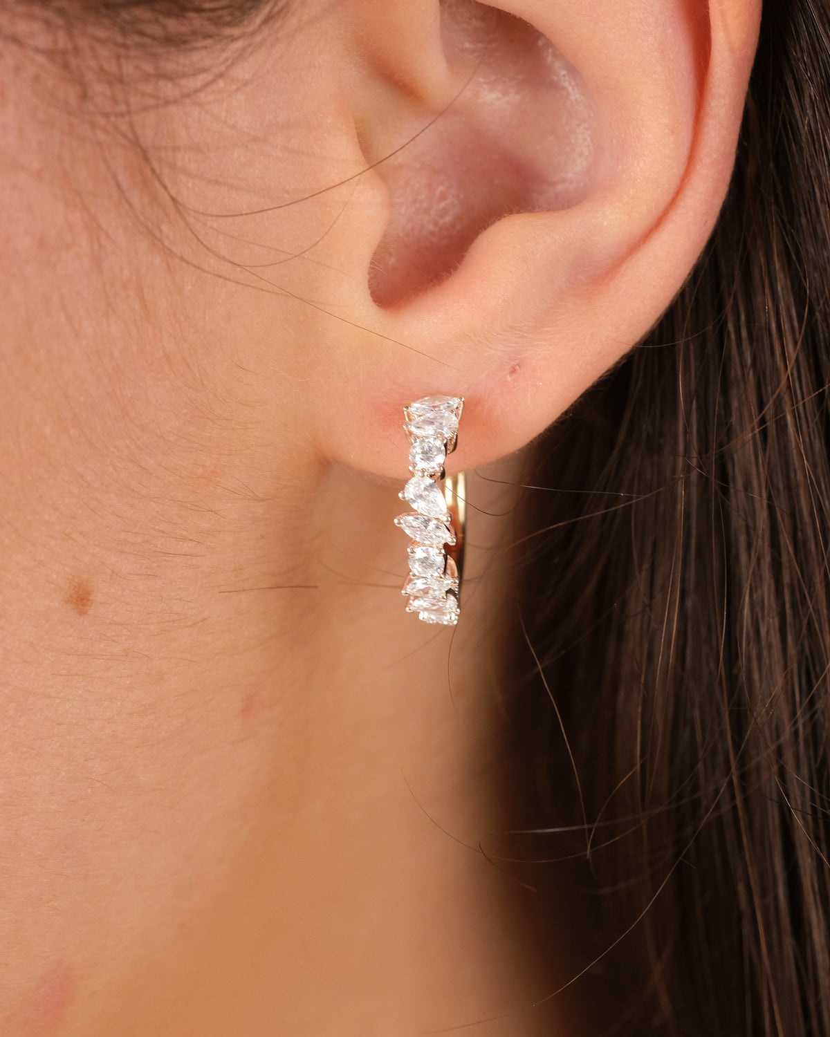 Multi Shape Diamond Hoop Earrings