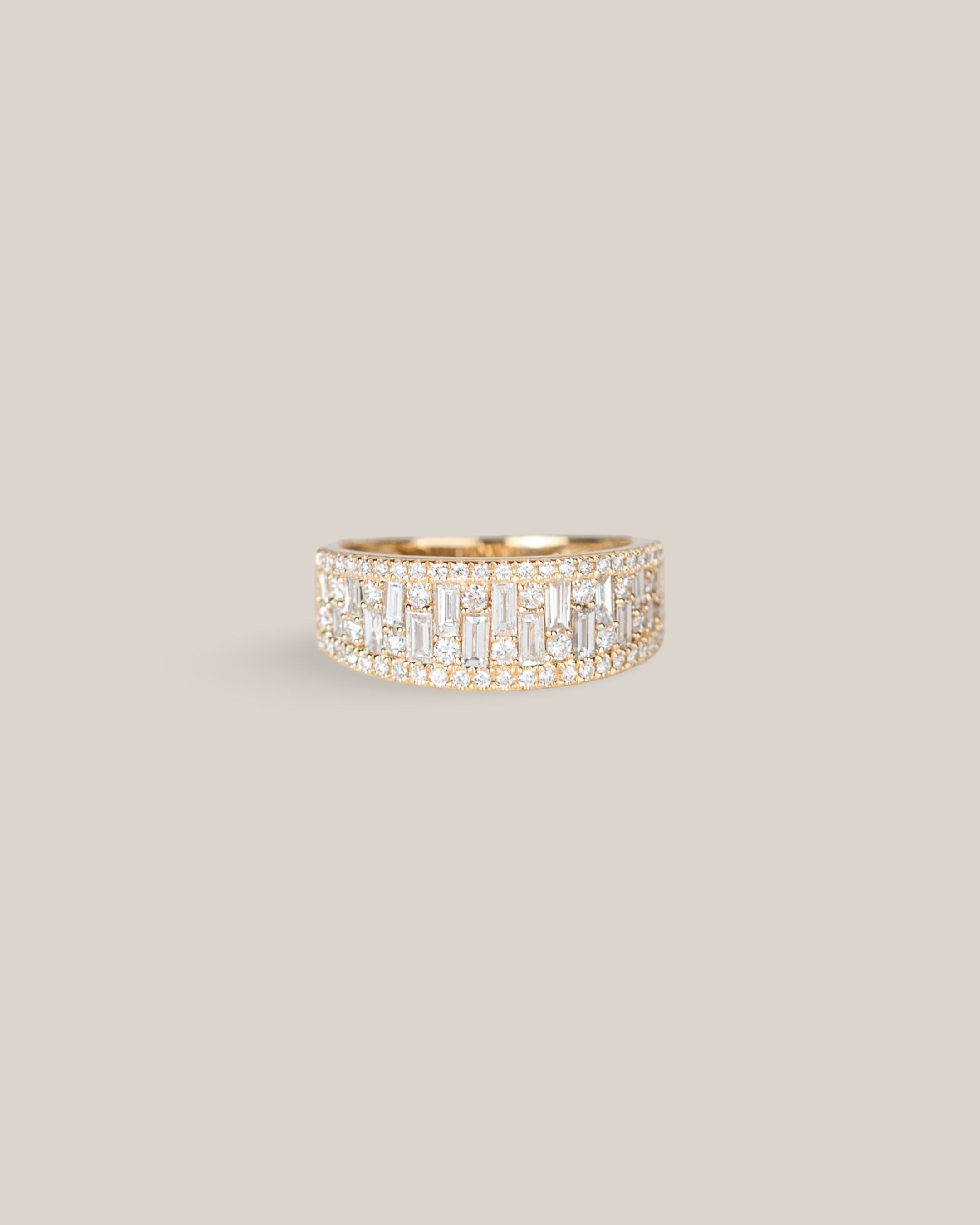 14ky .43ct Round and .67ct Baguette Half Eternity Ring