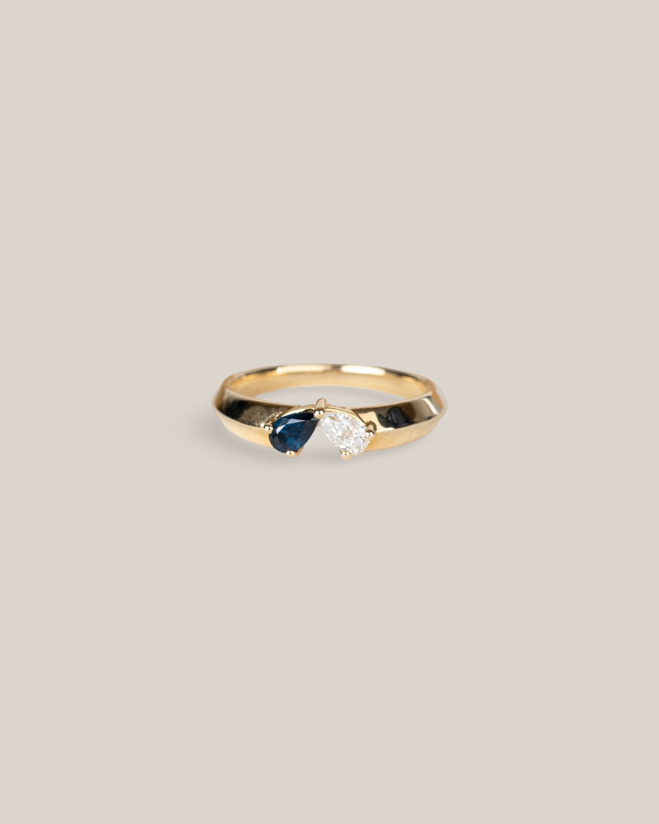 14ky Double Pear Ring .20cts D & .28ct BS