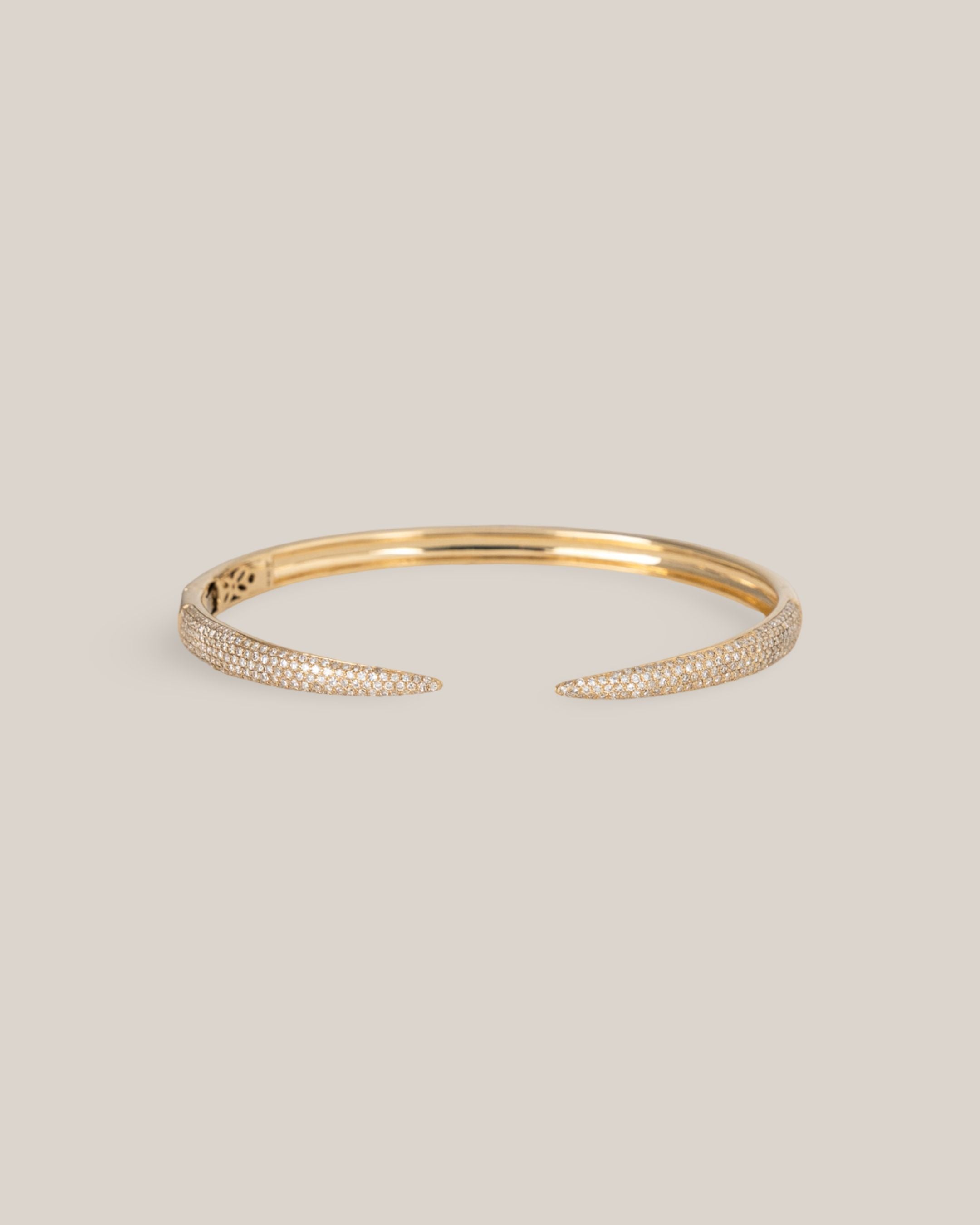 14ky .80ct  Pave Claw 1/2 Bangle
