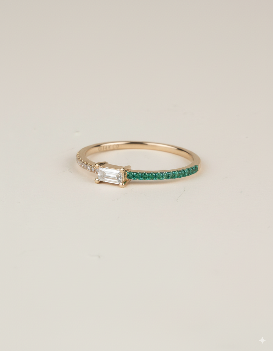 50/50 Emerald & Diamond Stackable Ring