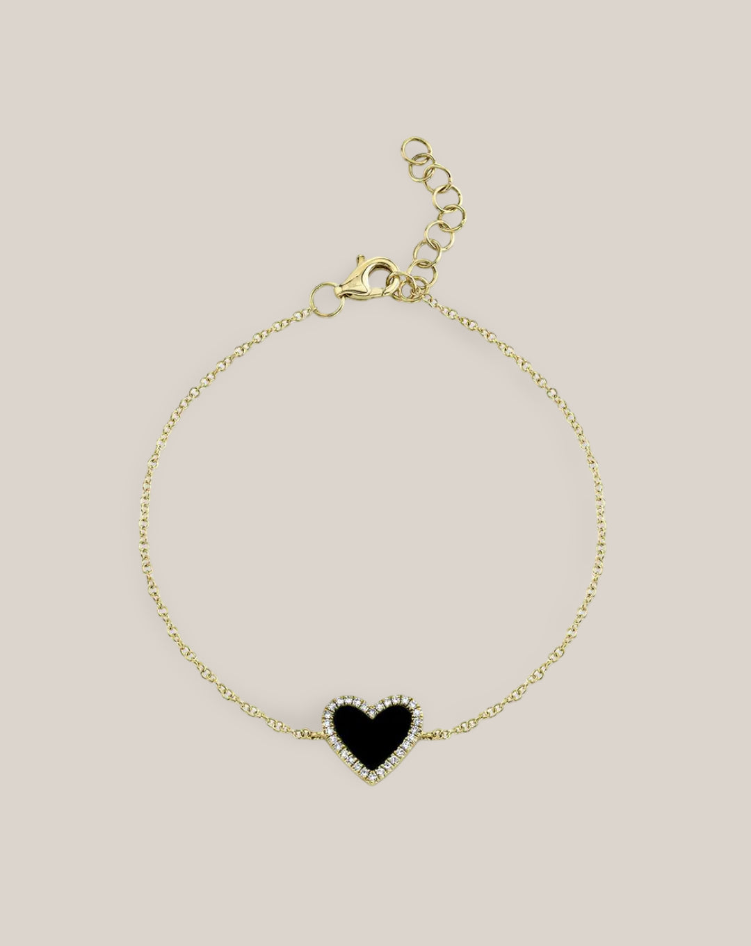 Black Onyx Halo Heart Bracelet