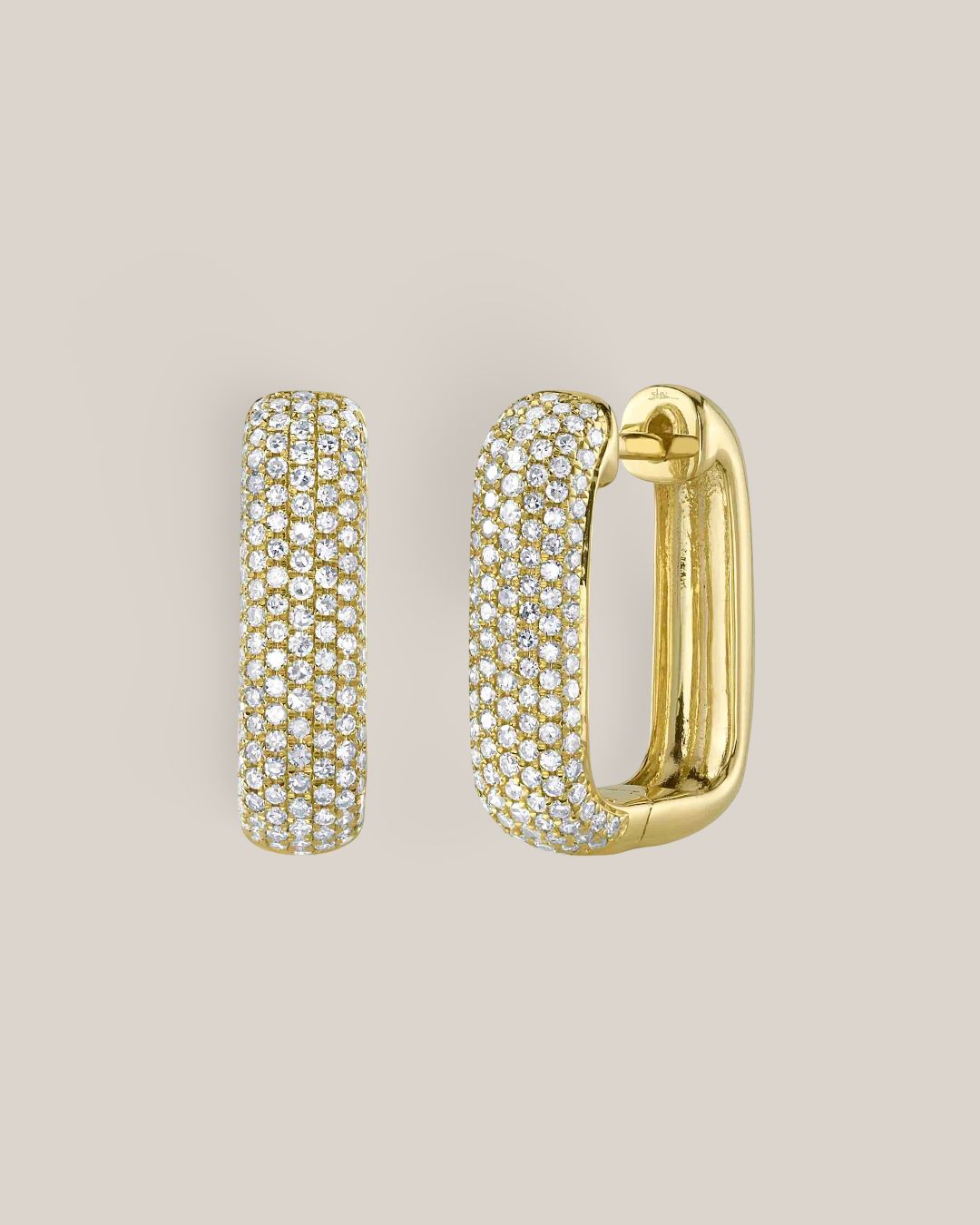 Chunky Pave Rectangular Huggies