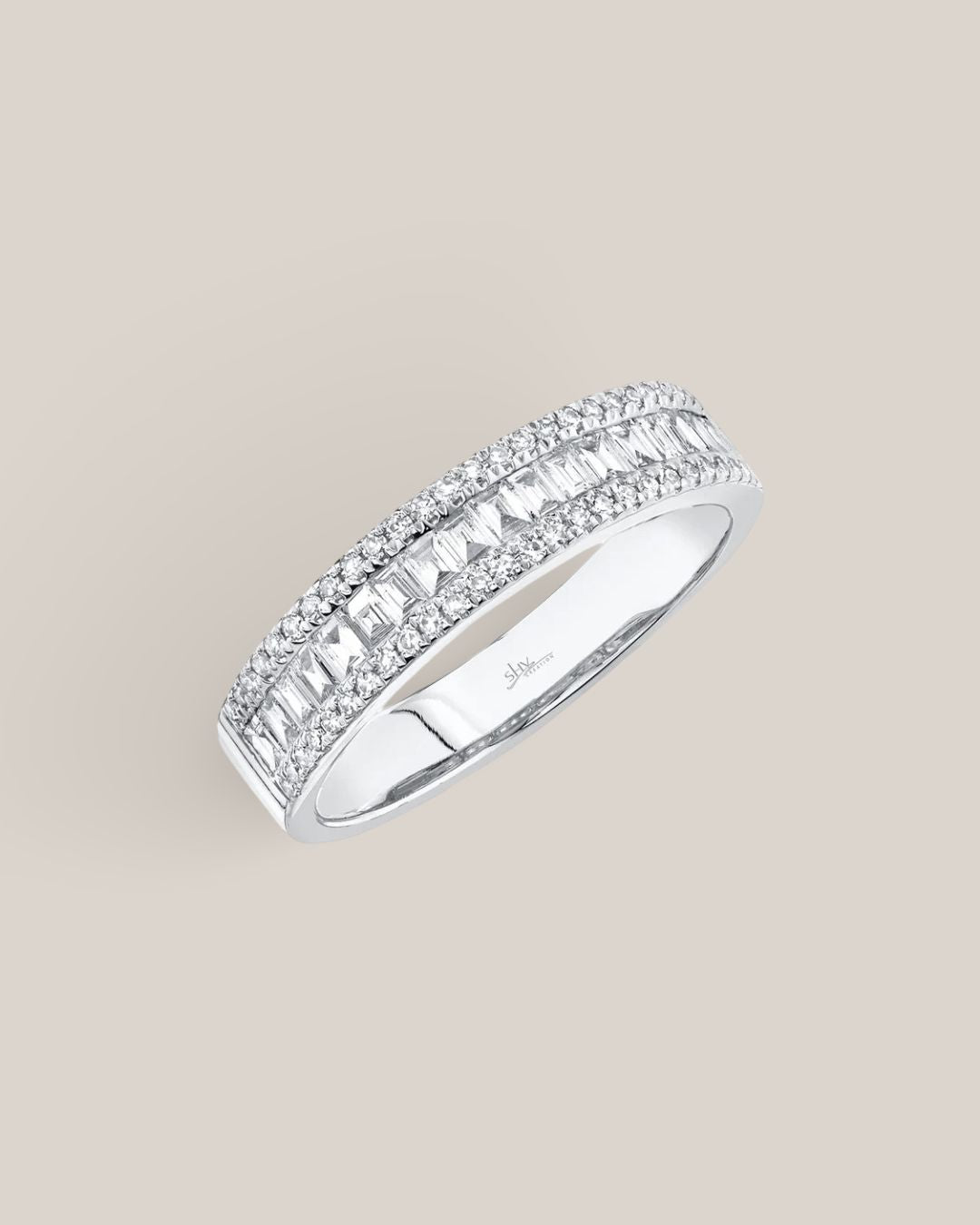 Triple Channel Baguette Diamond Band