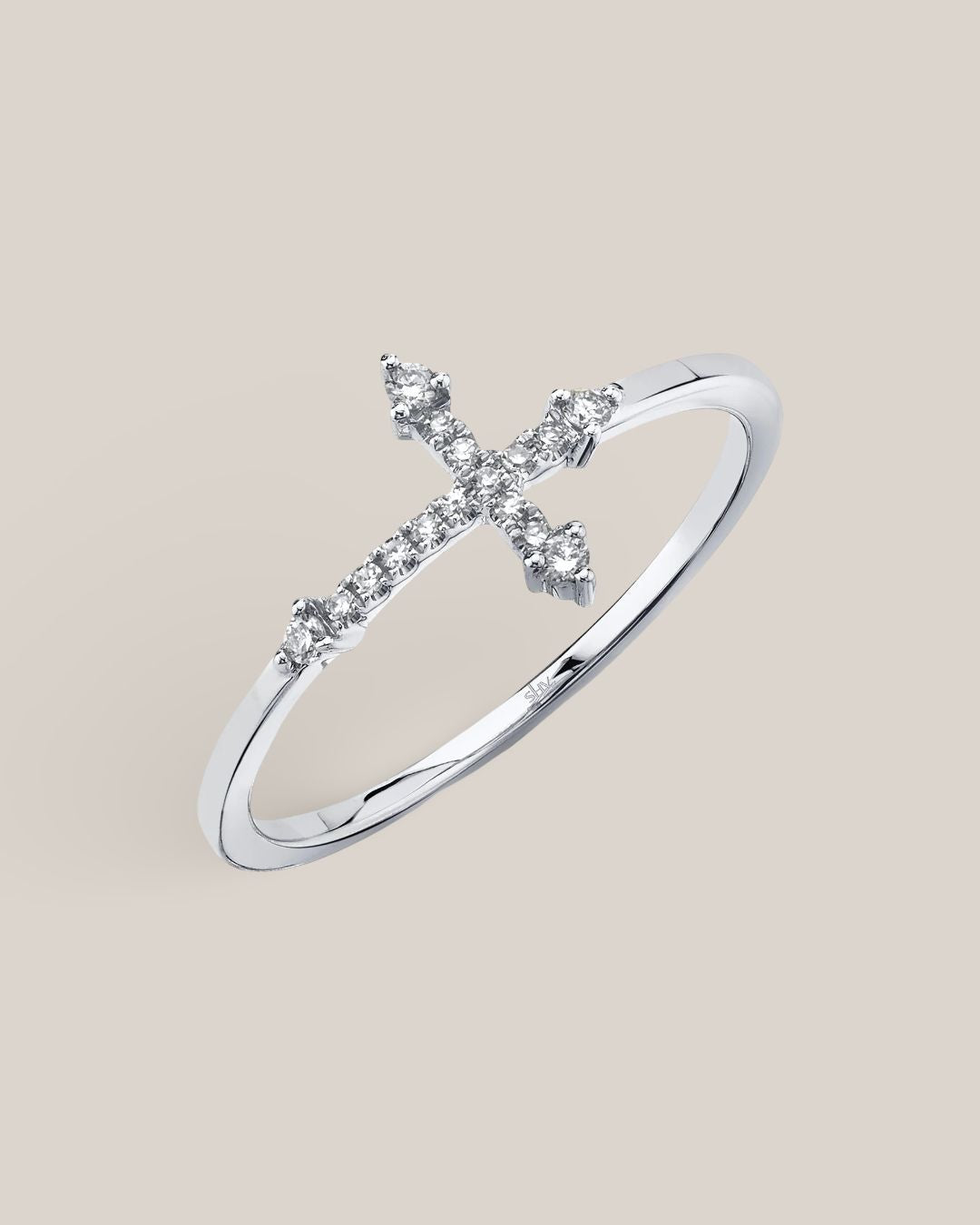 Slim Diamond Cross Ring