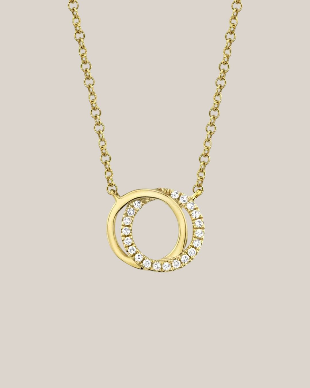 Petite Diamond Love Knot Circle Necklace