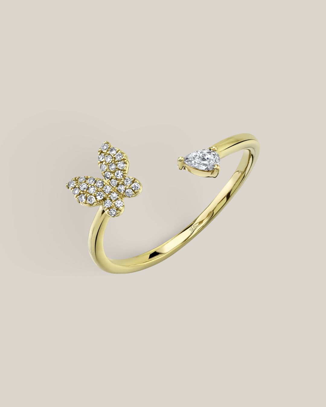 Pear & Butterfly Open Ring