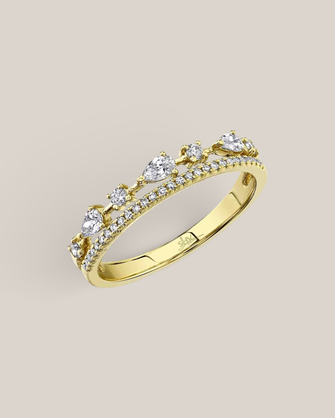 Pear Row Diamond Ring