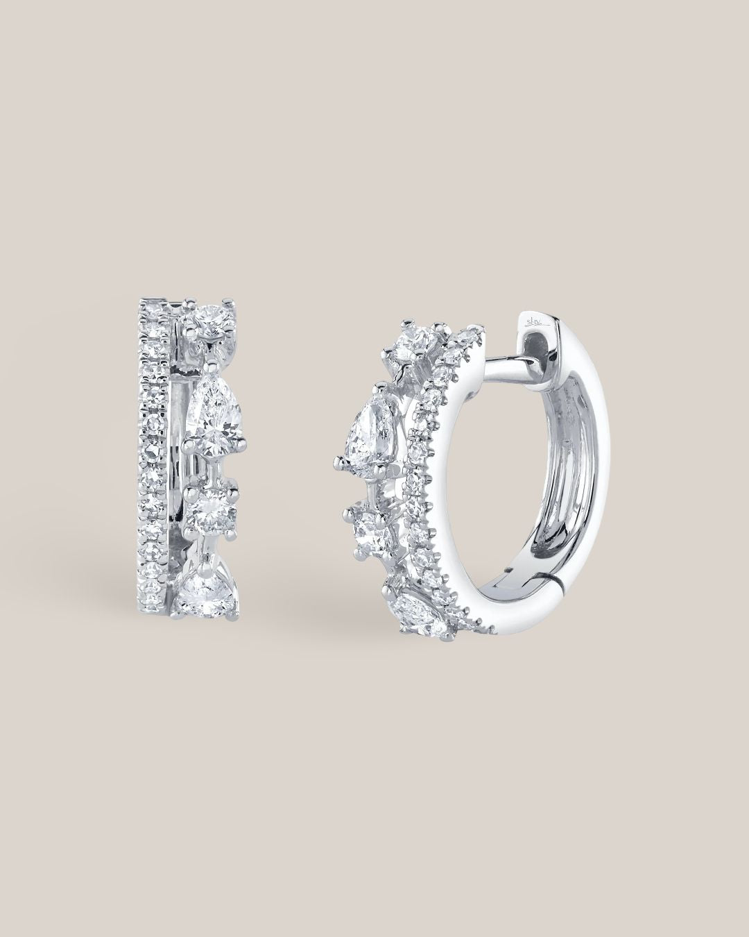 Double Row Diamond Pear Huggies