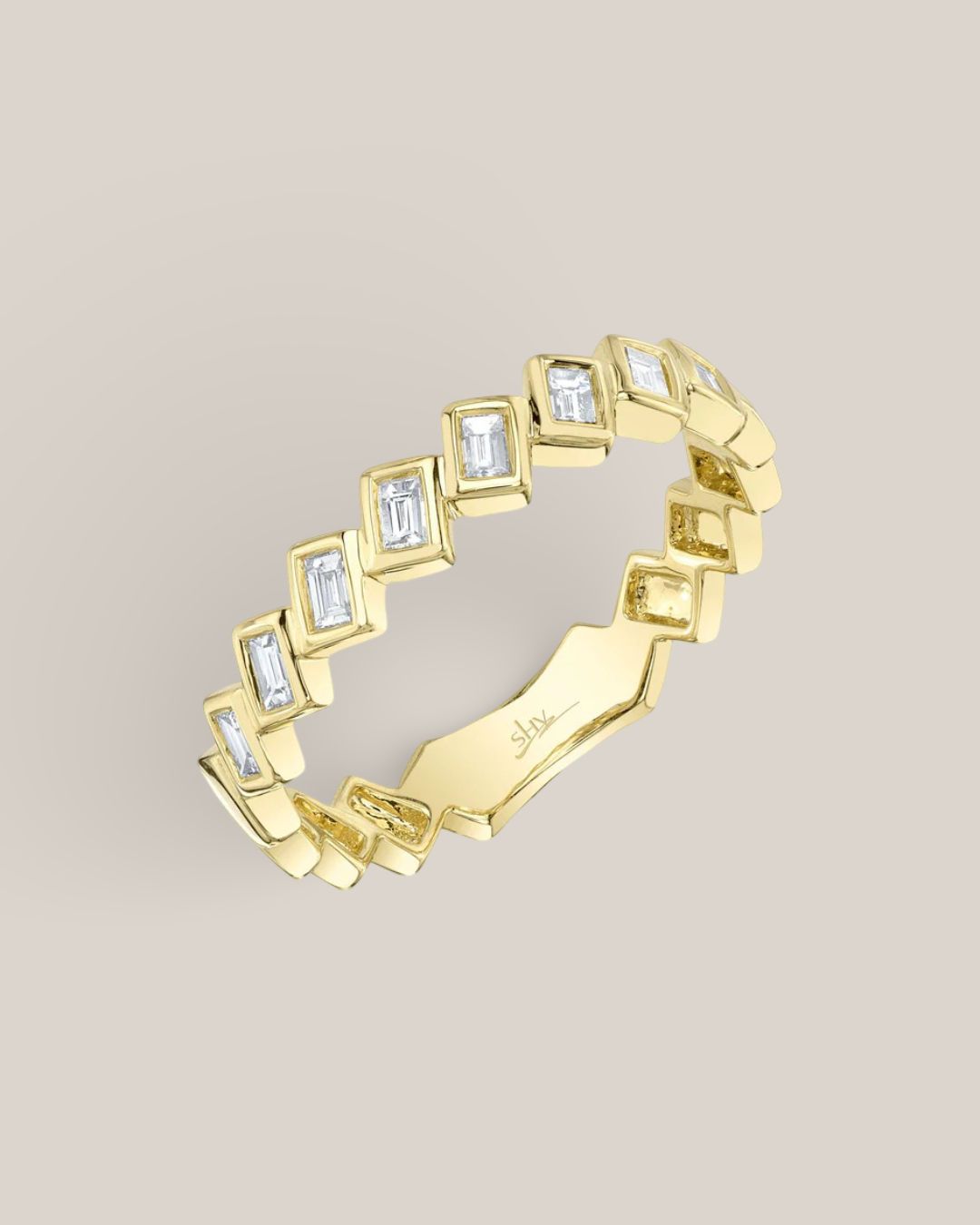 Offset Chunky Baguette Diamond Ring