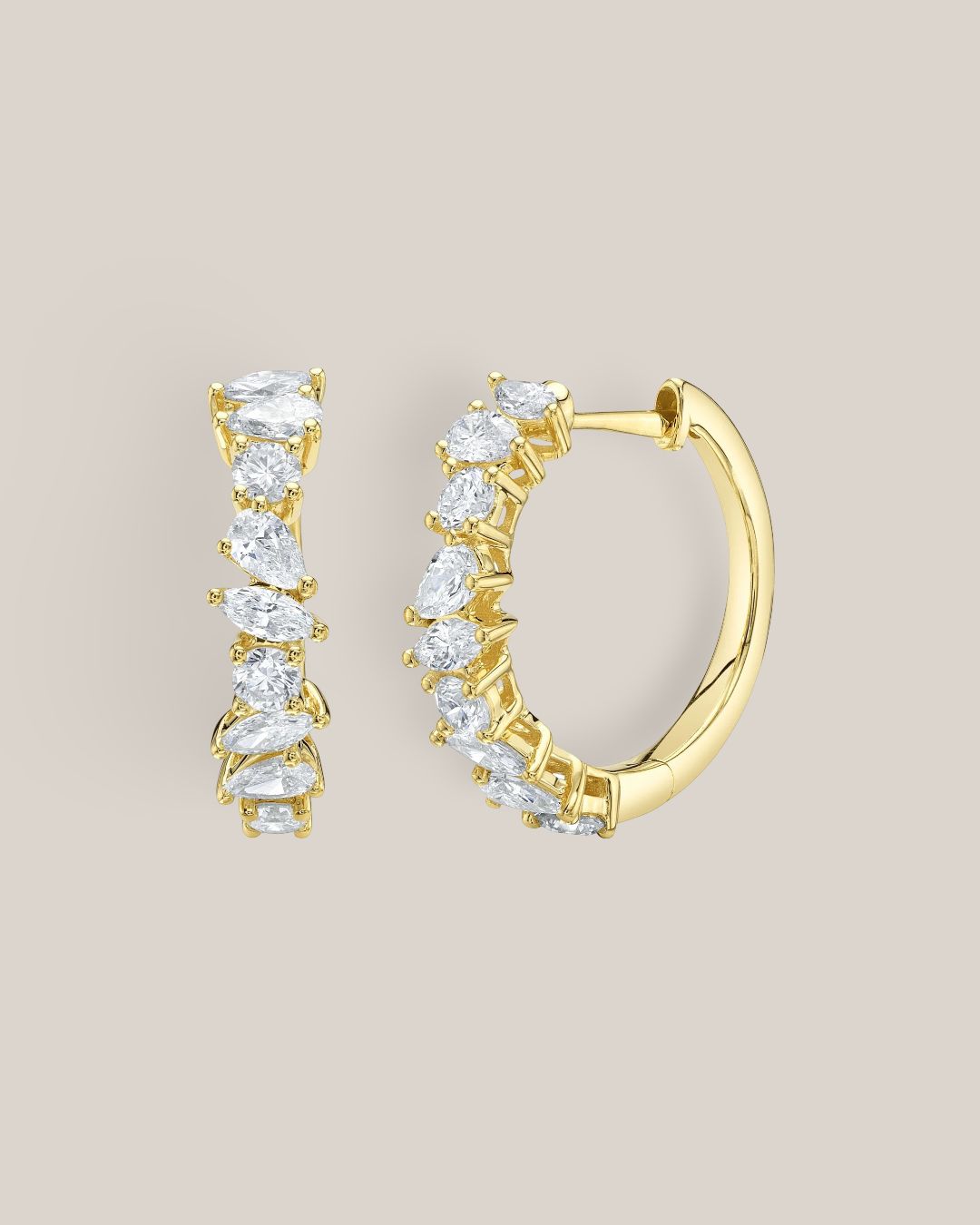 Multi Shape Diamond Hoop Earrings