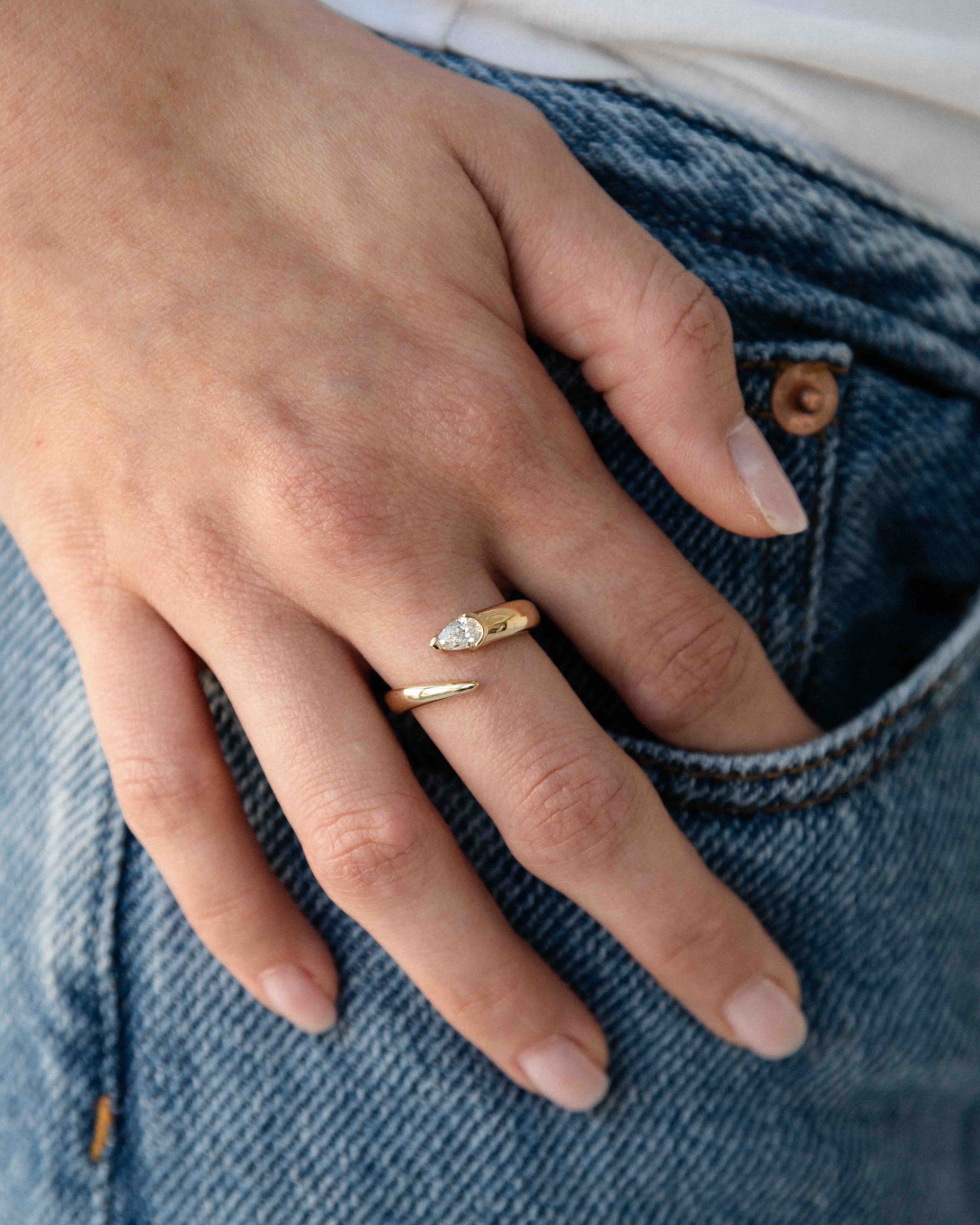 Open Bypass Pear Shape Ring