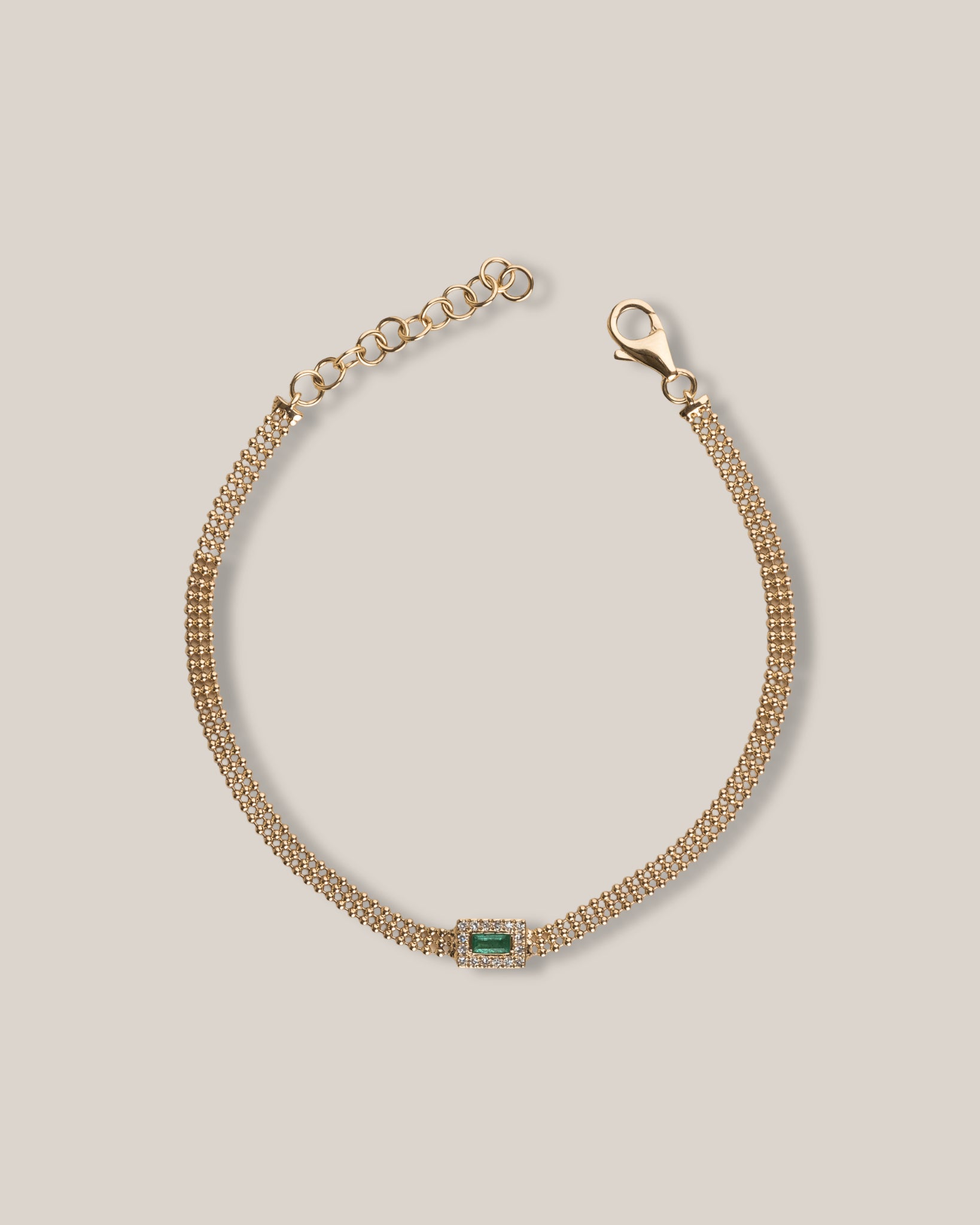 Bezel Emerald Triple Bead Bracelet